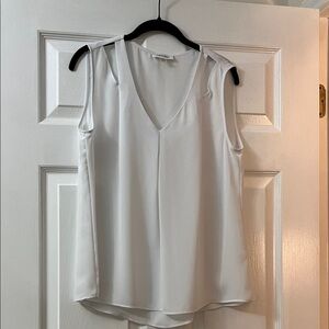 Calvin Klein White V-Neck Blouse